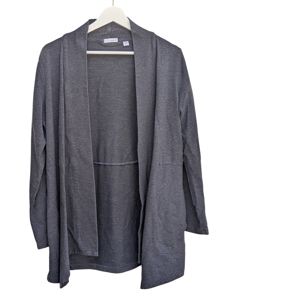 Pure Jill J. Jill Charcoal Gray Open Front Cardigan Sweater Pockets Medium - Picture 2 of 4